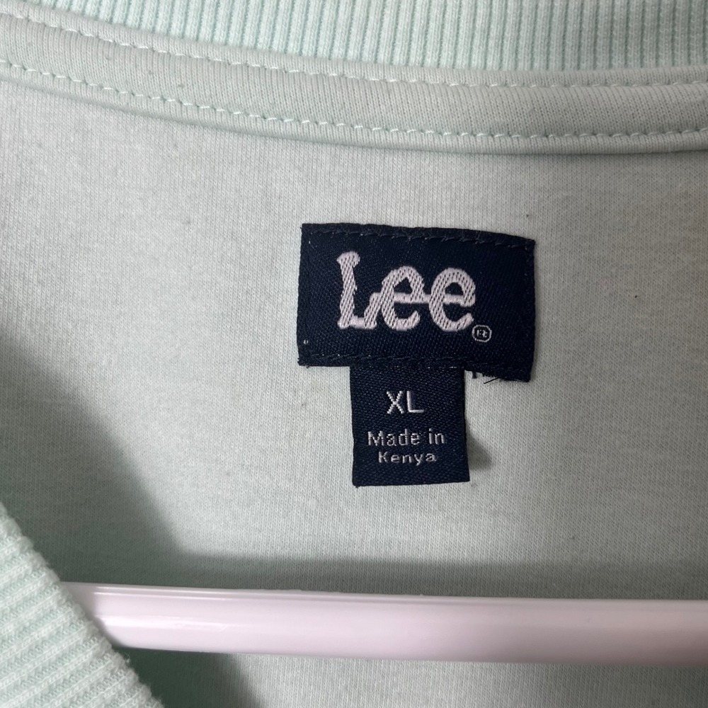 Lee Mint Green Cropped Sweatshirt Boxy Short Sleeve Crewneck Pastel Retro XL - Picture 4 of 9